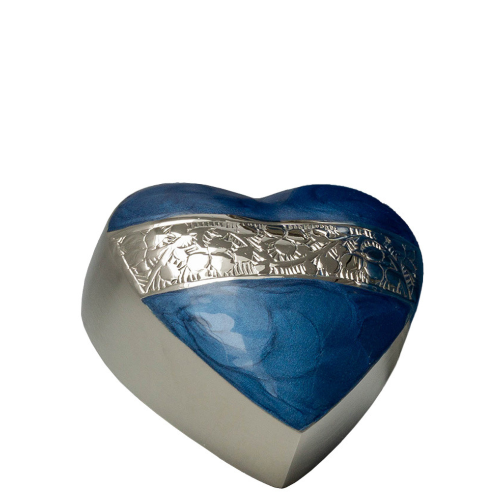 Mother of Pearl Blue Brass Heart Keepsake