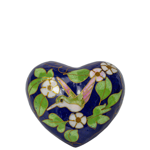 [815 HBB] Hummingbird Cloisonne Heart Keepsake