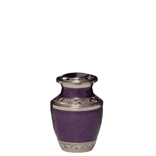 [514 MPP] Mother of Pearl Purple Brass Miniature Urn