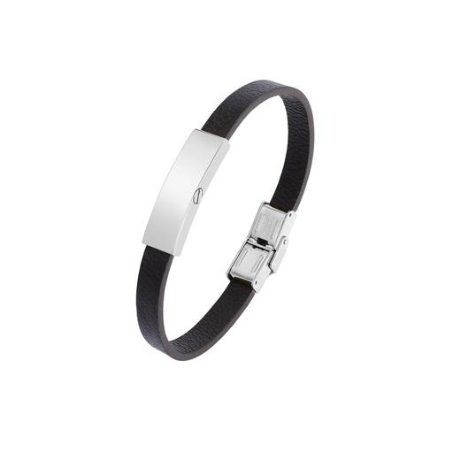 [430 SLB] Silver Leather Band Bracelet